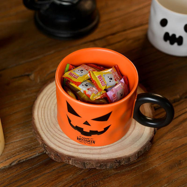 Pumpkin Ceramic Cup Party Favor Ceramic Cups With Handle Portable Cute Halloween Gift Mug Durable Halloween Party Supplies - amazitshop