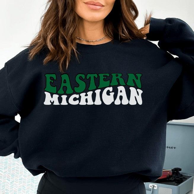 European And American Letter Print East Michigan Sweatshirt - amazitshop