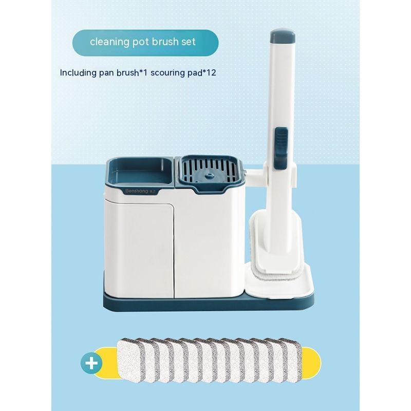 Disposable Brush Pot Dishwashing Brush Washing Pot Brush Cup Kitchen Cleaning Tools Long Handle Storage Wok Brush Kitchen Gadgets - amazitshop