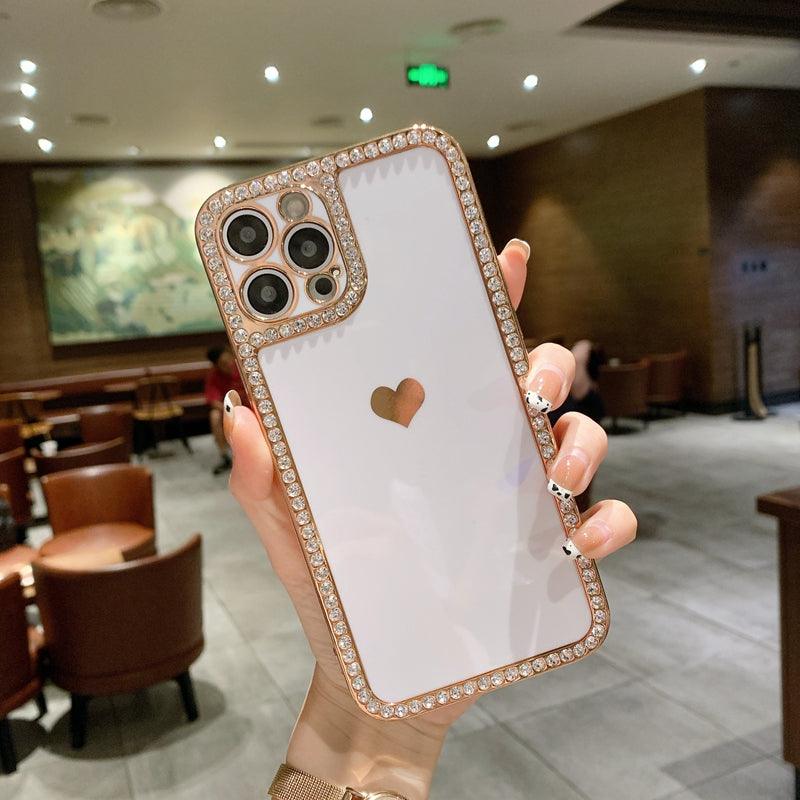 Phone Case Accessories Love Crystal Diamond Edge Electroplating Protective Cover - amazitshop