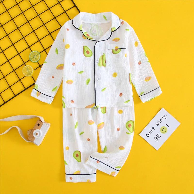 Children's Double-layer Cotton Gauze Pyjamas Homewear Set - amazitshop