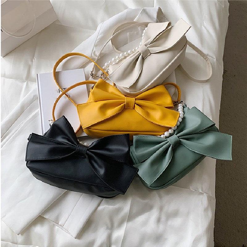 Fashion Design Women Canvas Shoulder Bags Kawaii Girls Bowknot Crossbody Bags - Amazitshop
