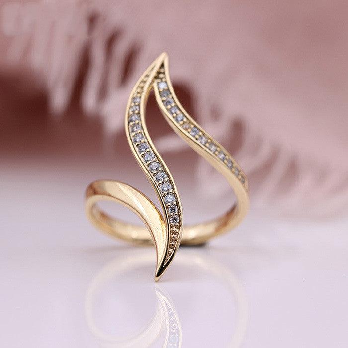 Fashion Exaggerated Curve Rose Gold Women Ring - Amazitshop