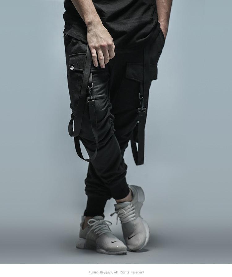 fashion fitness Pant Men pants sweatpants Trousers Fashion Bottoms street wear hip hop pencil pants with belt - Amazitshop
