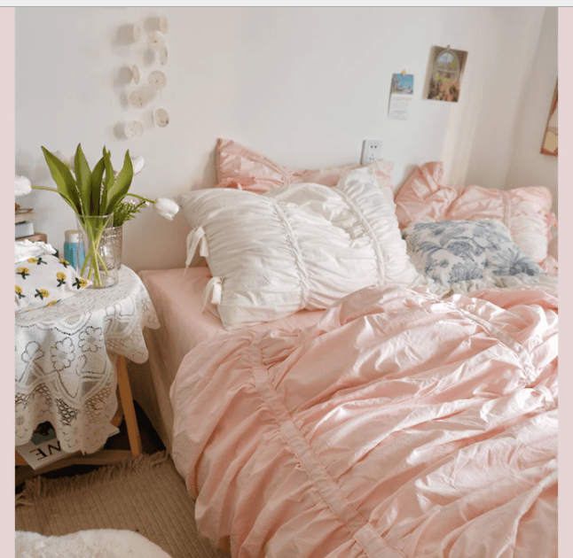 Fashion Wash Pure Cotton Pure Color Bed Skirt Bedding - Amazitshop