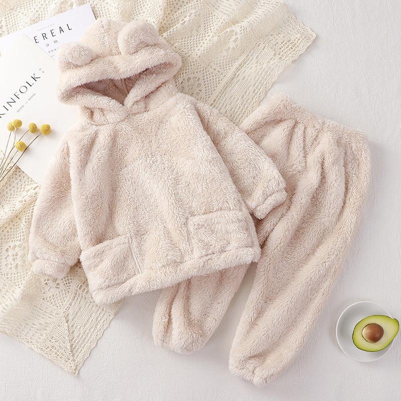 Children's Pajamas Autumn And Winter Bear Loungewear Suit Children Outer Wear Thermal Clothes - amazitshop