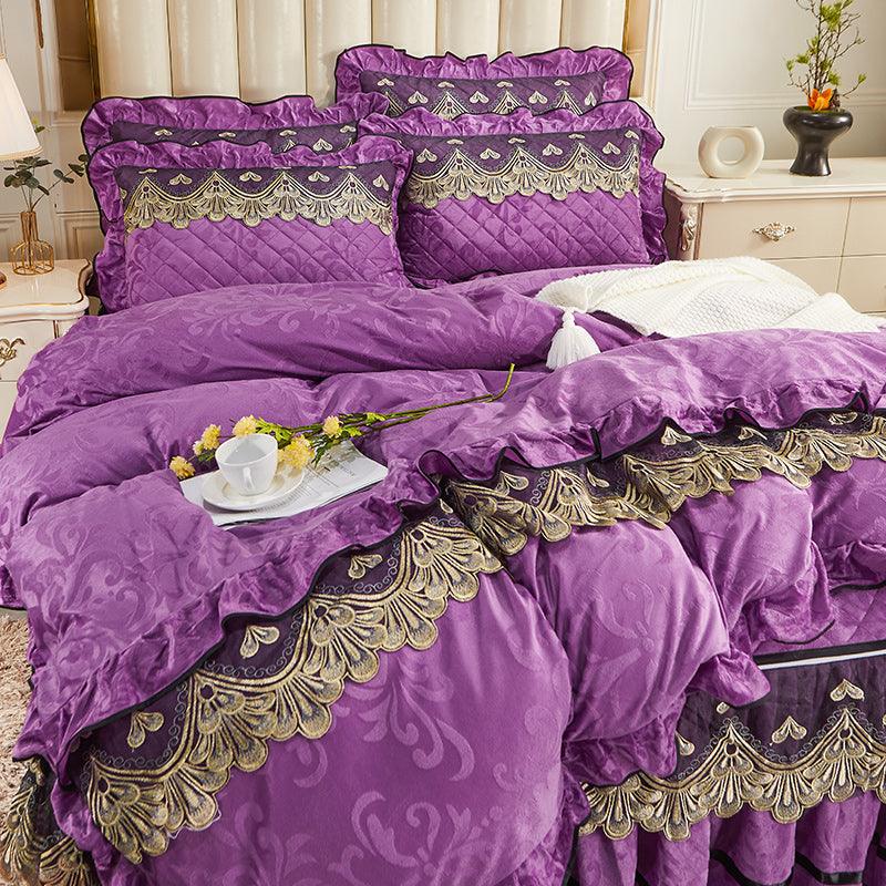Detachable Bedding Four-piece Duvet Cover Bed Skirt - amazitshop