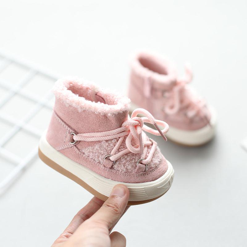 Female Baby Toddler Shoes High - top Boys Snow Boots Plus Velvet To Keep Warm Babies - Amazitshop