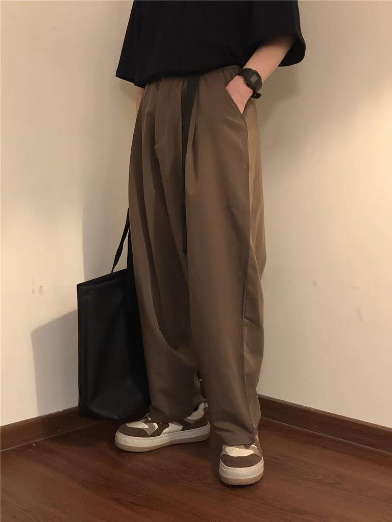 Japanese-style Retro Solid Color Straight Drooping Suit Pants Men - amazitshop