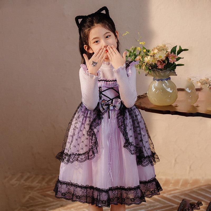 Girls Purple Long Sleeve Dress - Amazitshop