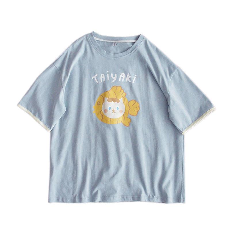 Girls' Summer Loose And Lovely Print Casual Top - Amazitshop