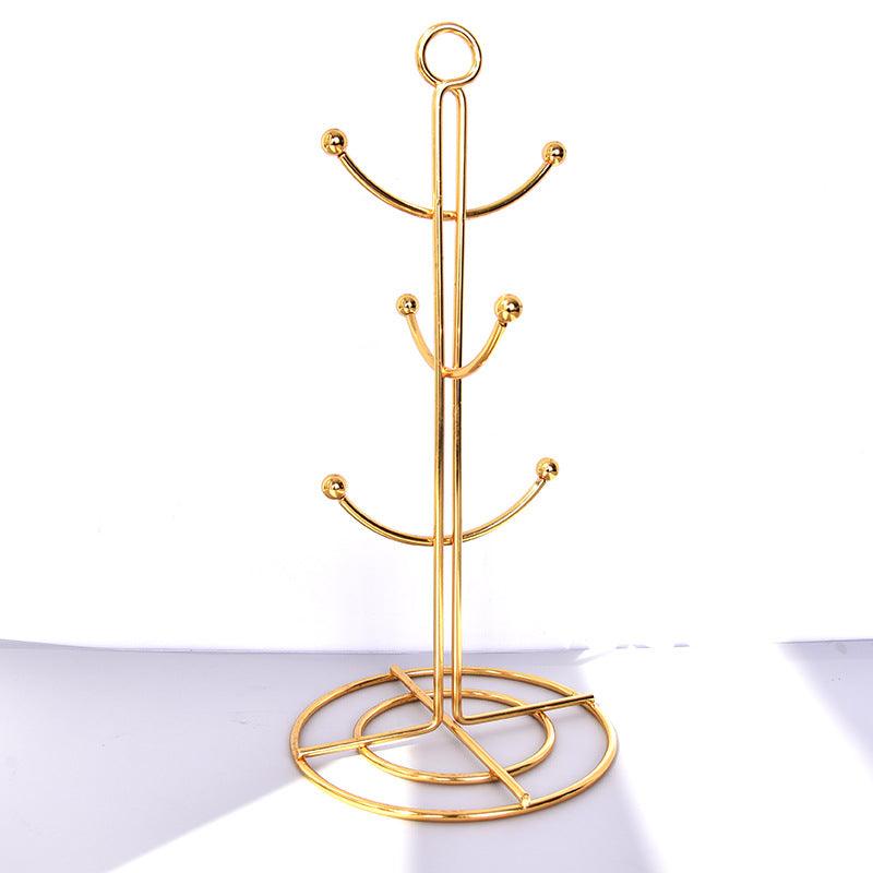 Golden Mug Cup Holder Dining Table Kitchen Simple Tree - shaped Cup Holder - Amazitshop