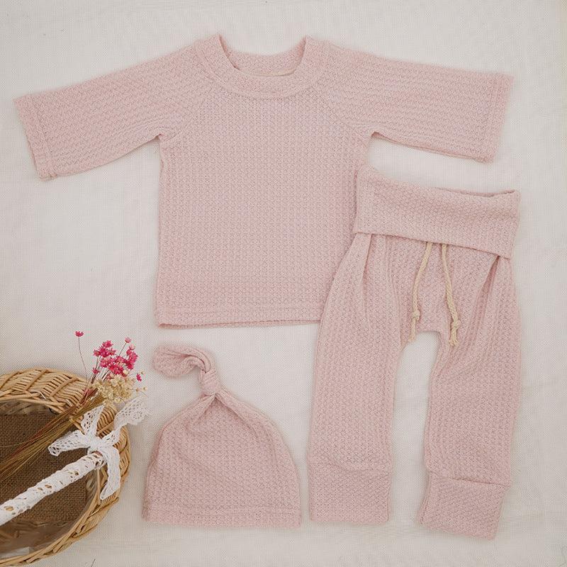 INS Foreign Trade Korean Super Hot Autumn And Winter Infant Waffle Long Sleeve Top And Trousers Suit Children's Loungewear - Amazitshop