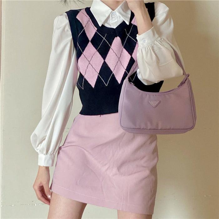 Lingge V - Neck Vest Sweater Vest Women - Amazitshop