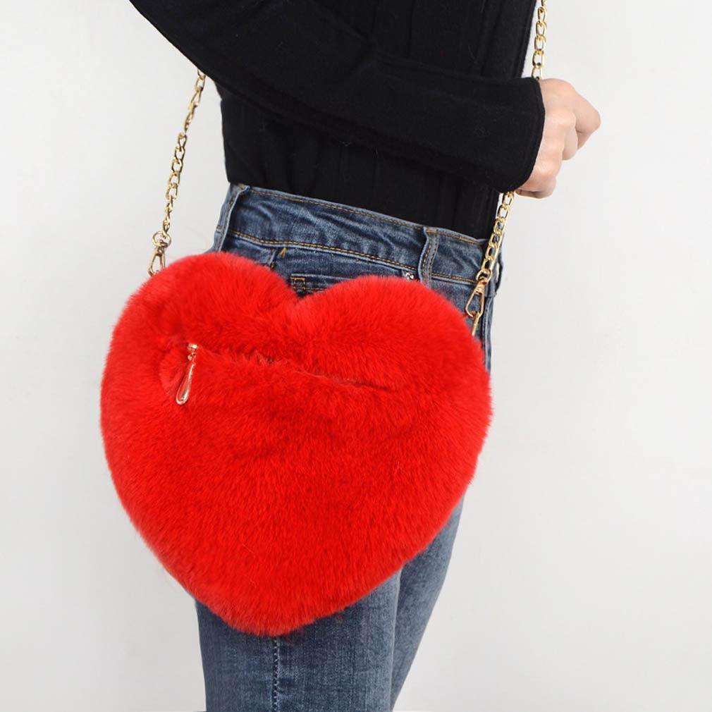 Love Bags For Women Plush Chain Shoulder Bags Valentine's Day Party Bag - Amazitshop