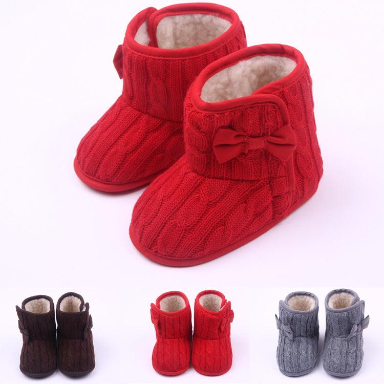 Manufacturers selling Wool Knitted Winter new bow shoes baby toddler shoes shoes boots 1646 - Amazitshop