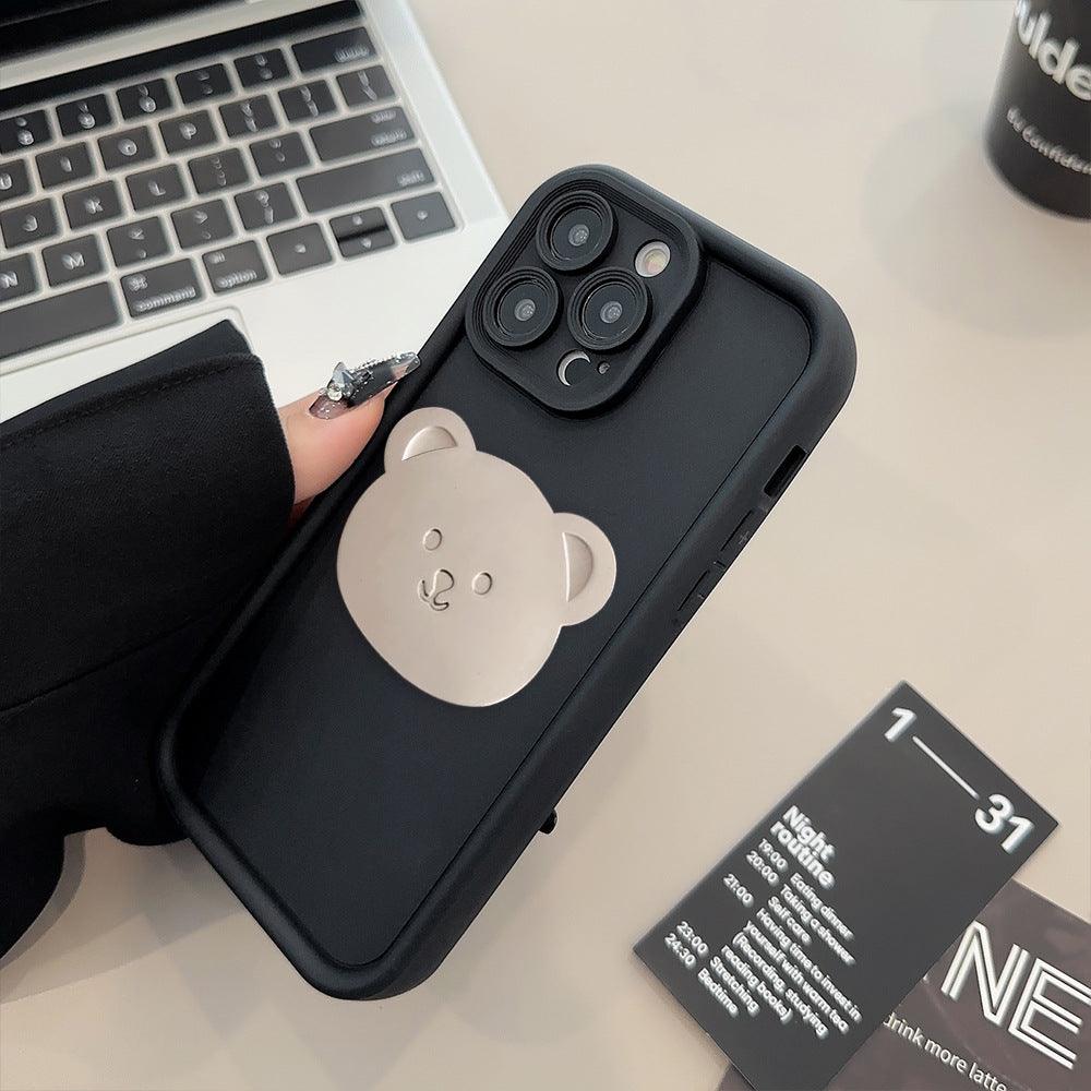 Milk Brown Bear Bracket Phone Case Silicone Applicable Electroplating - Amazitshop