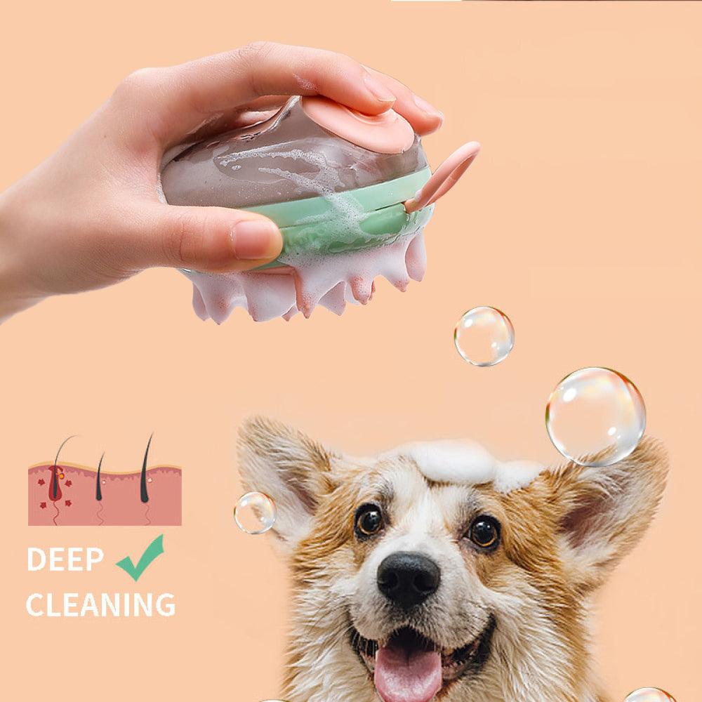 New 2 In 1 Pet Cat Dog Cleaning Bathing Massage Shampoo Soap Dispensing Grooming Brush Pets Supplies - Amazitshop