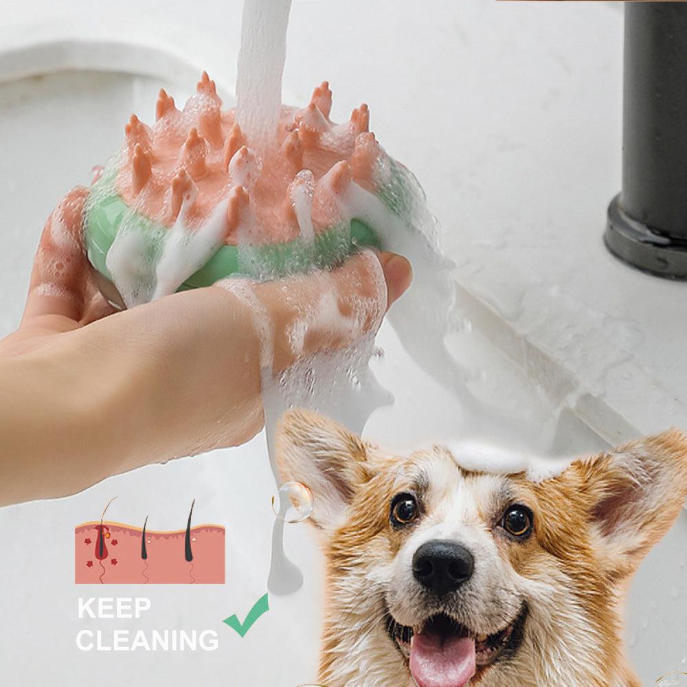 New 2 In 1 Pet Cat Dog Cleaning Bathing Massage Shampoo Soap Dispensing Grooming Brush Pets Supplies - Amazitshop