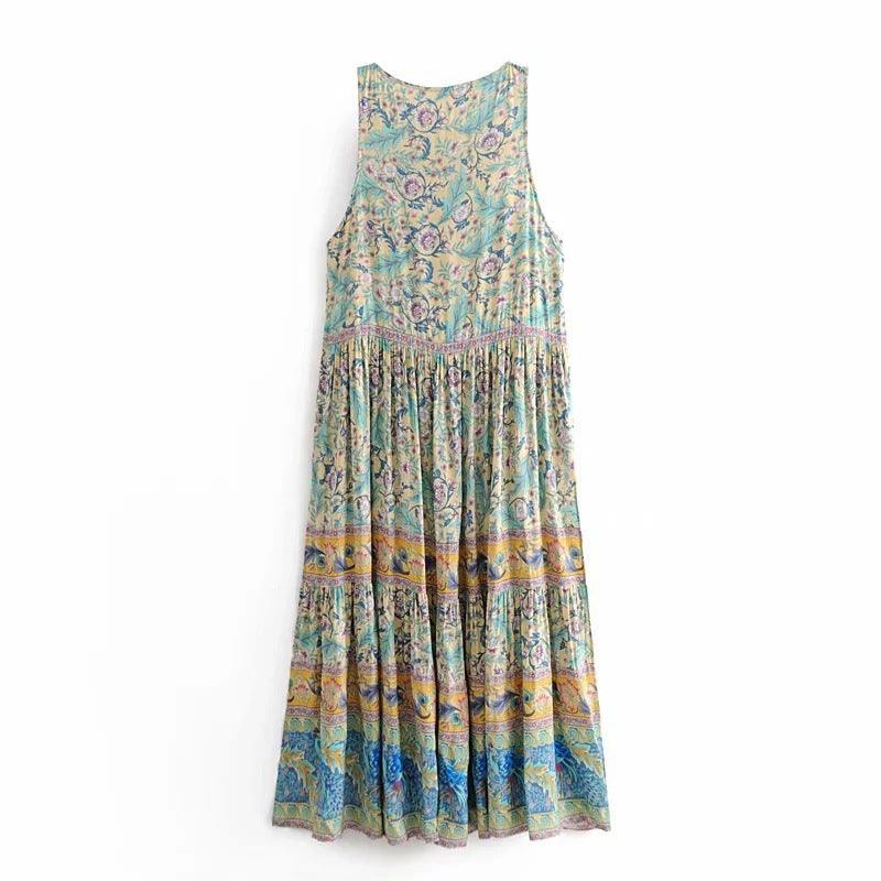 New Bohemian Printed Dresses European and American Women's Holiday Wind Beach Dresses - Amazitshop