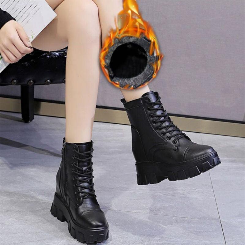 New Mid - tube Thick - soled Wedge High - heel Boots - Amazitshop