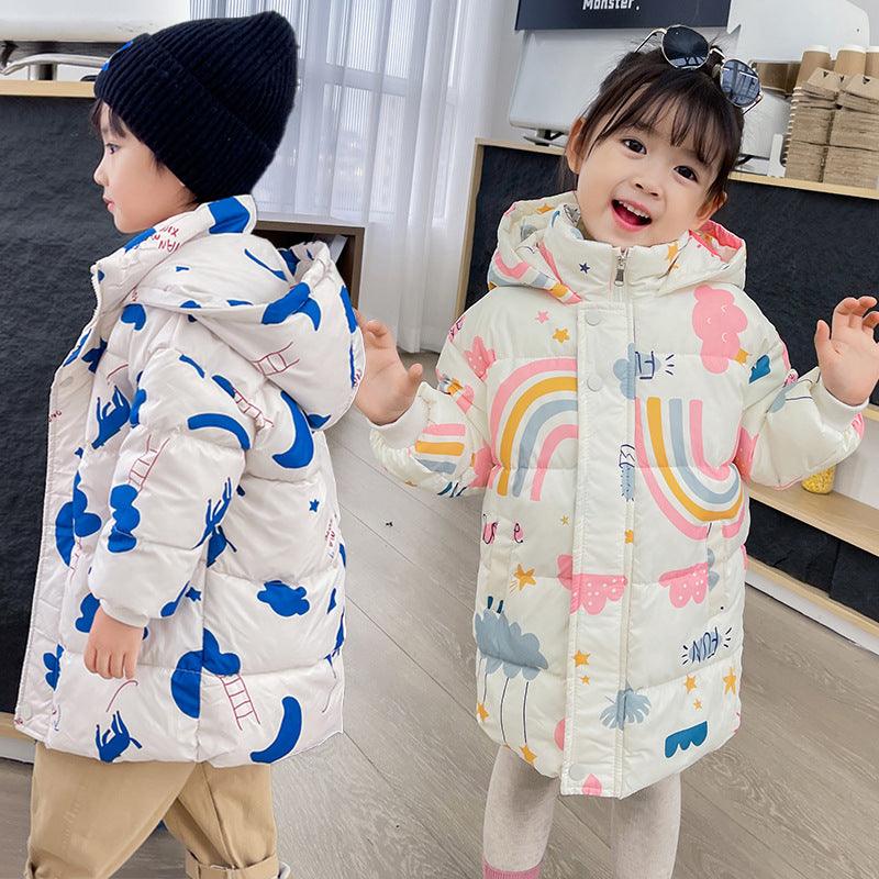 New Style Children's Down Jacket Middle Long Cute Thickened Cotton - Amazitshop