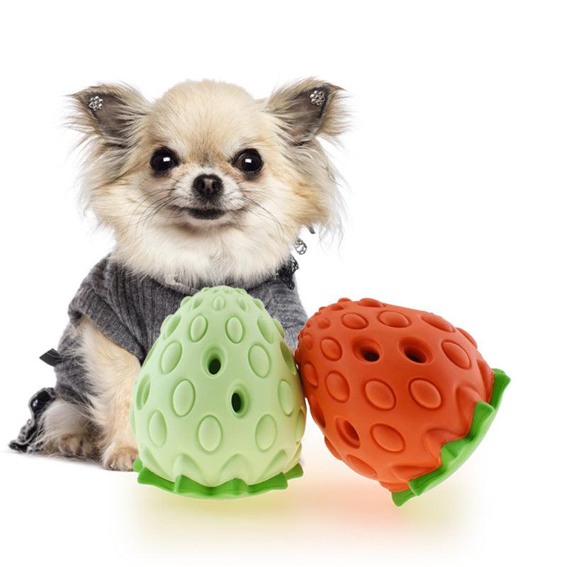 Pet Toy Chew Resistant Strawberry Leak Food Ball Pet Supplies Dog And Cat Toys - Amazitshop
