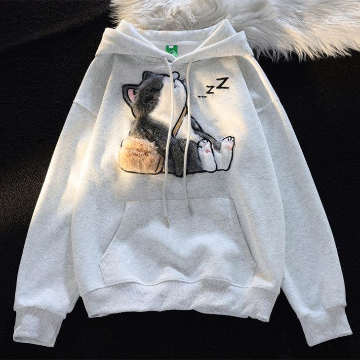Ragdoll Flocking Hooded Sweater Couple Jacket - Amazitshop