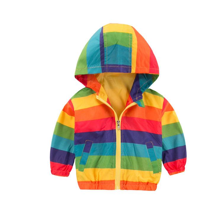 Rainbow Jacket Zipper Hooded Jacket For Kids - Amazitshop