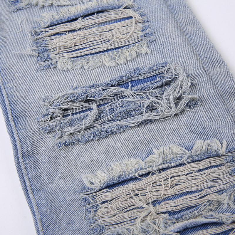 Ripped Design Sense Outdoor All - matching Personality Denim Leg Warmer Female - Amazitshop