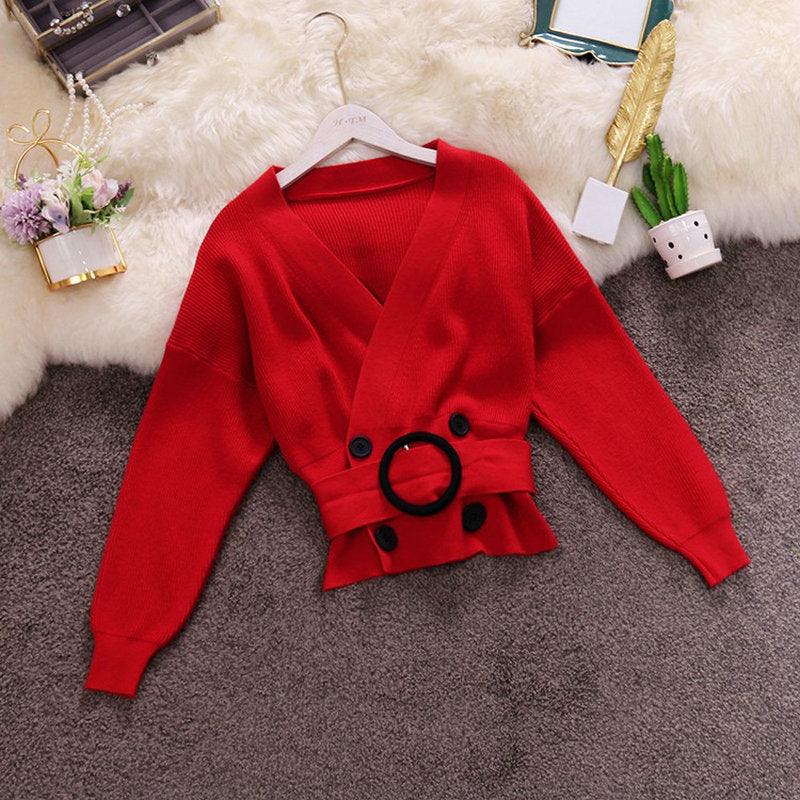 Solid color knit sweater - Amazitshop