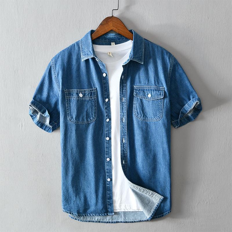 Summer Cotton Denim Shirt Coat For Men - Amazitshop