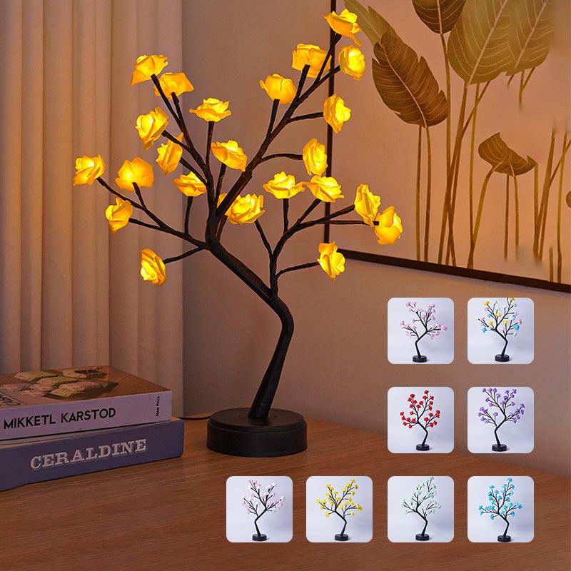 Table Lamp Flower Tree Rose Lamps Fairy Desk Night Lights USB Operated Gifts For Wedding Valentine Christmas Decoration - Amazitshop
