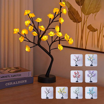 Table Lamp Flower Tree Rose Lamps Fairy Desk Night Lights USB Operated Gifts For Wedding Valentine Christmas Decoration - Amazitshop
