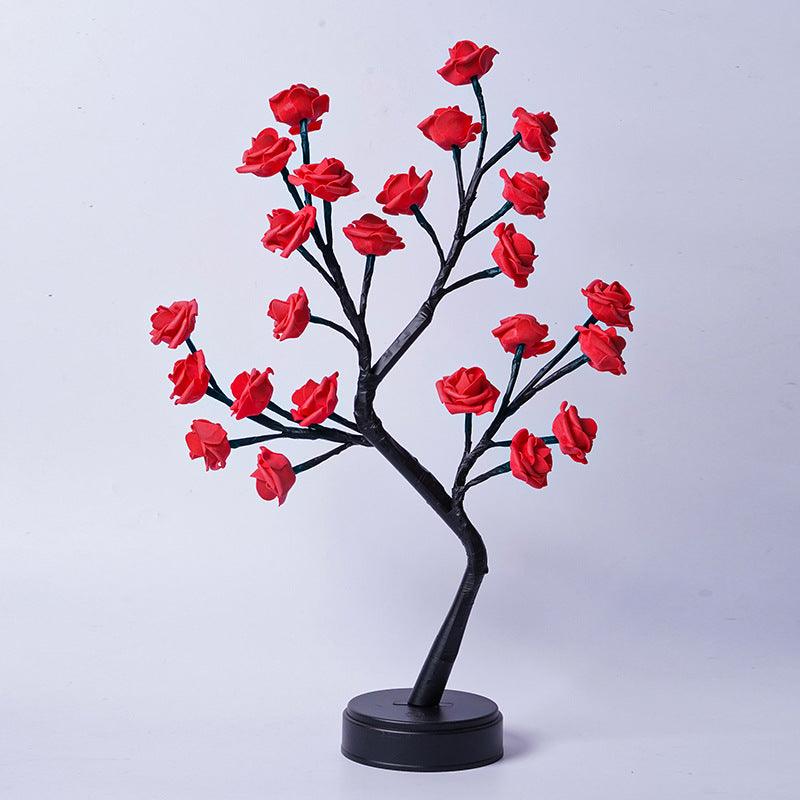 Table Lamp Flower Tree Rose Lamps Fairy Desk Night Lights USB Operated Gifts For Wedding Valentine Christmas Decoration - Amazitshop