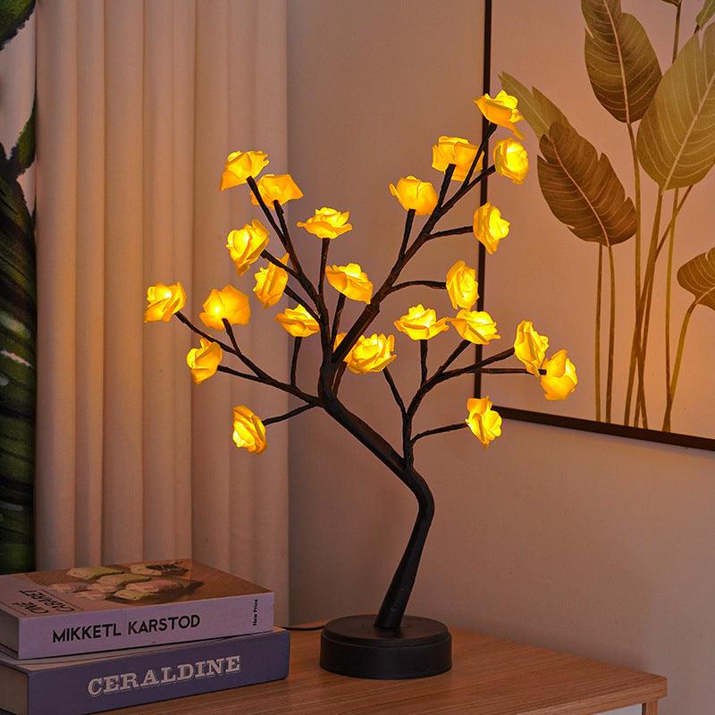 Table Lamp Flower Tree Rose Lamps Fairy Desk Night Lights USB Operated Gifts For Wedding Valentine Christmas Decoration - Amazitshop