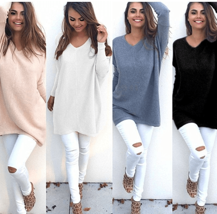 V - Neck Warm Sweaters Casual Sweater - Amazitshop