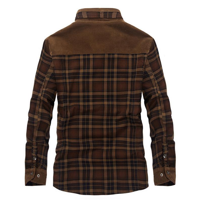Winter Jacket Men Thicken Warm Fleece Jackets Coats Pure Cotton Plaid Jacket Military Clothes - Amazitshop
