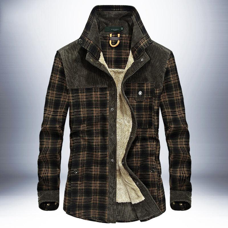 Winter Jacket Men Thicken Warm Fleece Jackets Coats Pure Cotton Plaid Jacket Military Clothes - Amazitshop