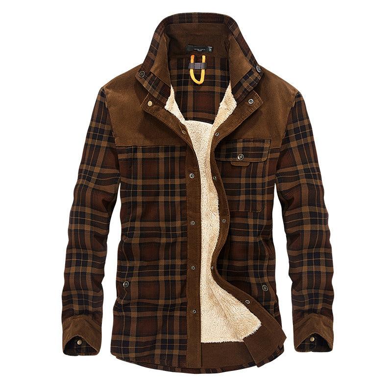 Winter Jacket Men Thicken Warm Fleece Jackets Coats Pure Cotton Plaid Jacket Military Clothes - Amazitshop