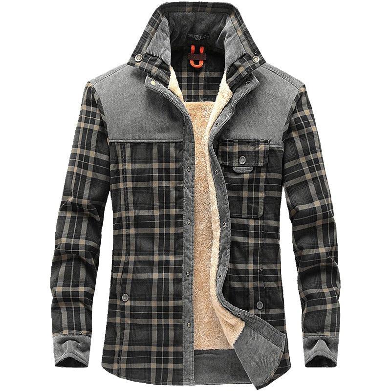Winter Jacket Men Thicken Warm Fleece Jackets Coats Pure Cotton Plaid Jacket Military Clothes - Amazitshop