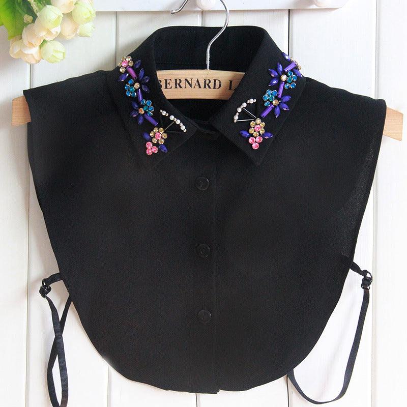 Women Detachable False Collar Shirt Fake Collar Colourful Diamonds - Amazitshop