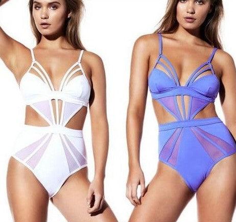 Women Summer Swimsuits Sexy Sleeveless One Piece Swimsuit Hollow Out Monokini Push Up Sheer Bikini Swimwear Beachwear S - XL - Amazitshop
