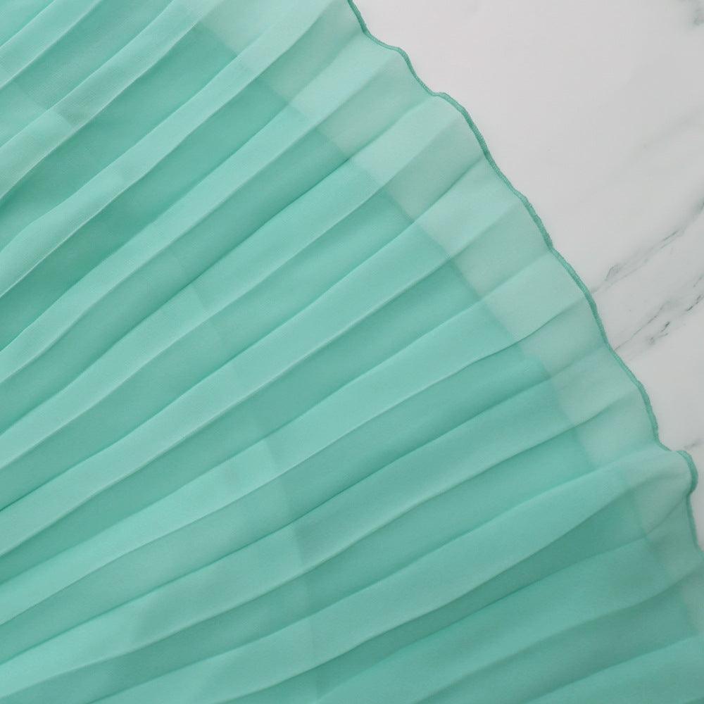 Women's Chiffon Pleated Solid Color Shawl High Waist Dress - Amazitshop