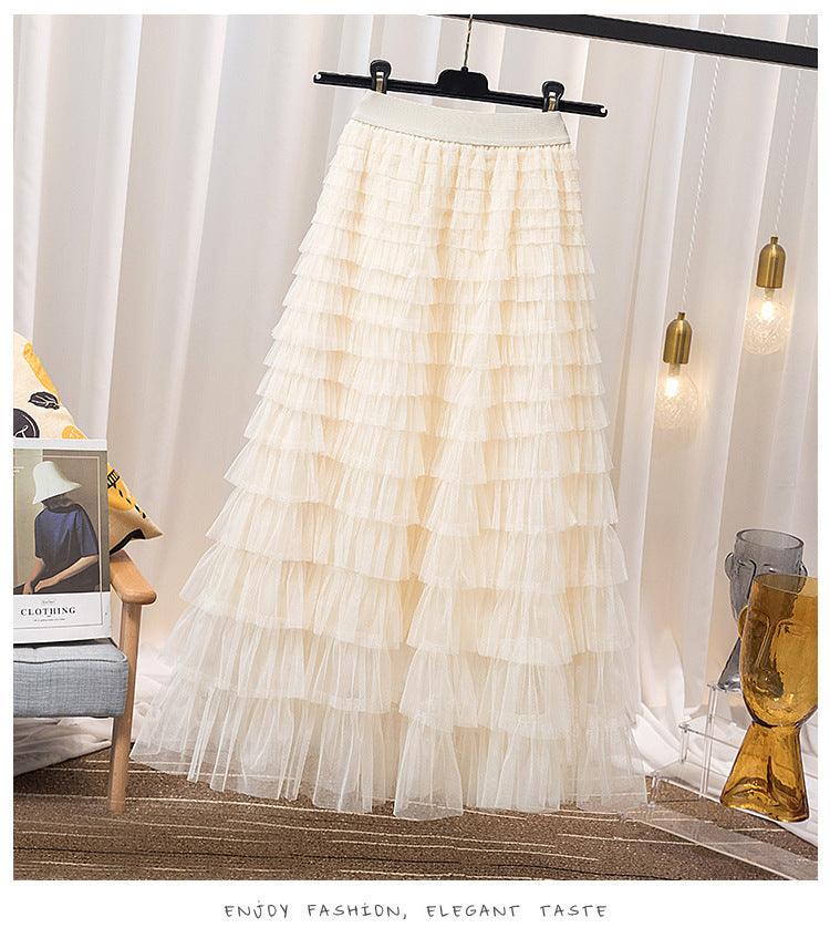 Women's Clothing Spring And Summer New High Waist Mid - length Design Full Of Versatile Slimming Fairy Lady Skirt - Amazitshop