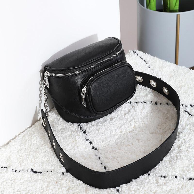 Women's Simple Leather Half Round Saddle Bag - Amazitshop