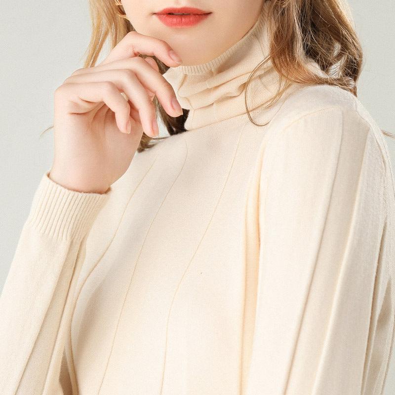 Women's Sweaters Solid Color Turtleneck Pullover Sweater - Amazitshop