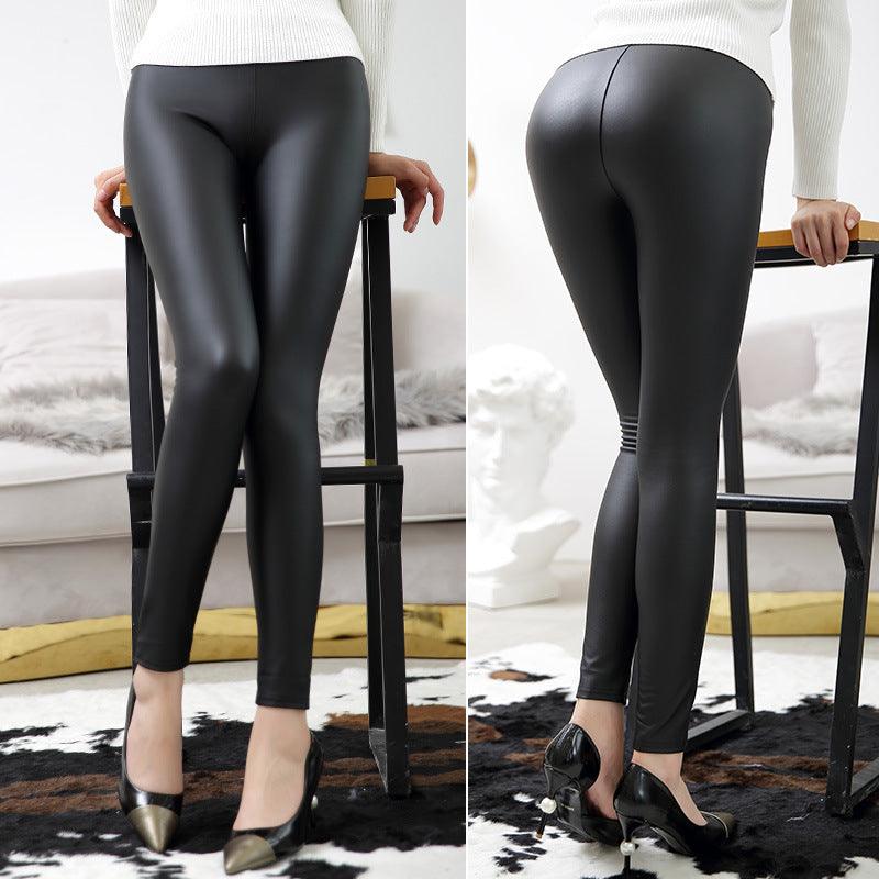 Matte Leather Leggings With High Elasticity