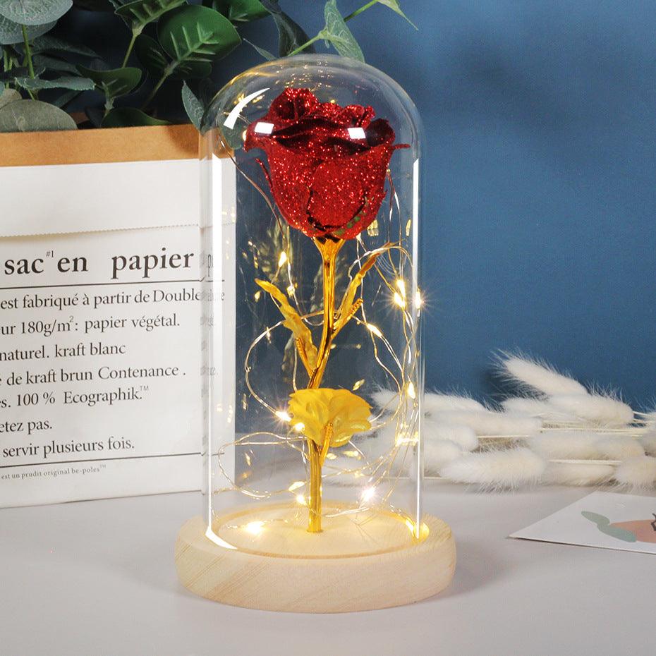 Enchanted Forever Rose Flower In Glass LED Light Christmas Decoration - amazitshop