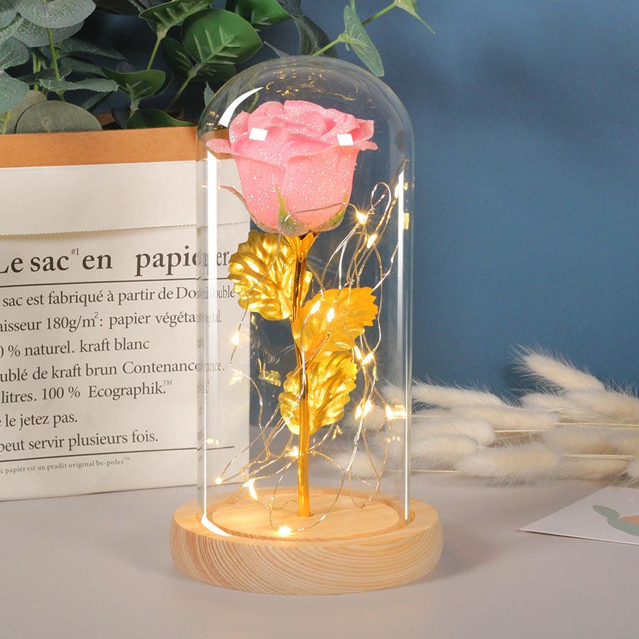 Enchanted Forever Rose Flower In Glass LED Light Christmas Decoration - amazitshop